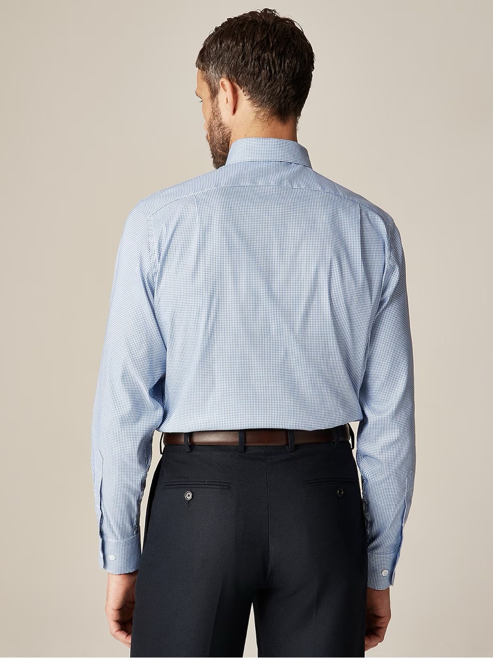 J. CREW Classic Bowery performance stretch dress shirt in Check Blue Size L $98 - Picture 4 of 10